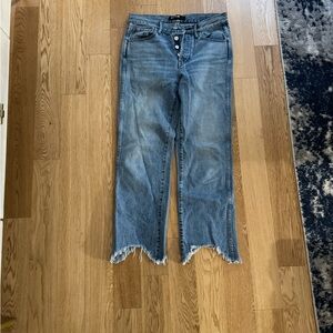 Women's Blue Frayed Hem Jeans